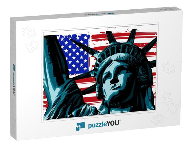 The American Liberty Statue Icon Vector Illustration... Jigsaw Puzzle