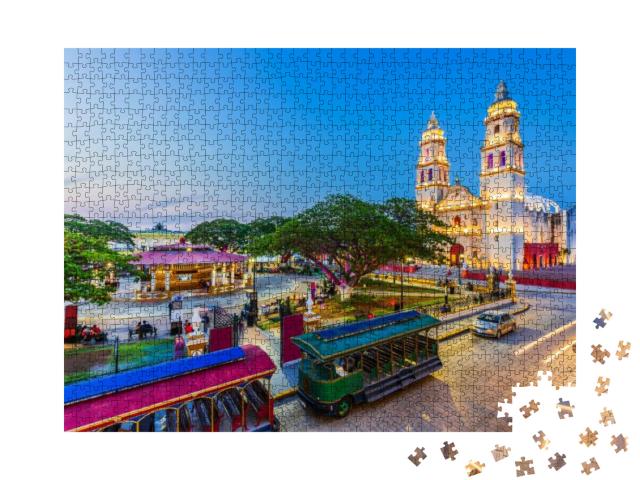 Campeche, Mexico. Independence Plaza in the Old Town of S... Jigsaw Puzzle with 1000 pieces
