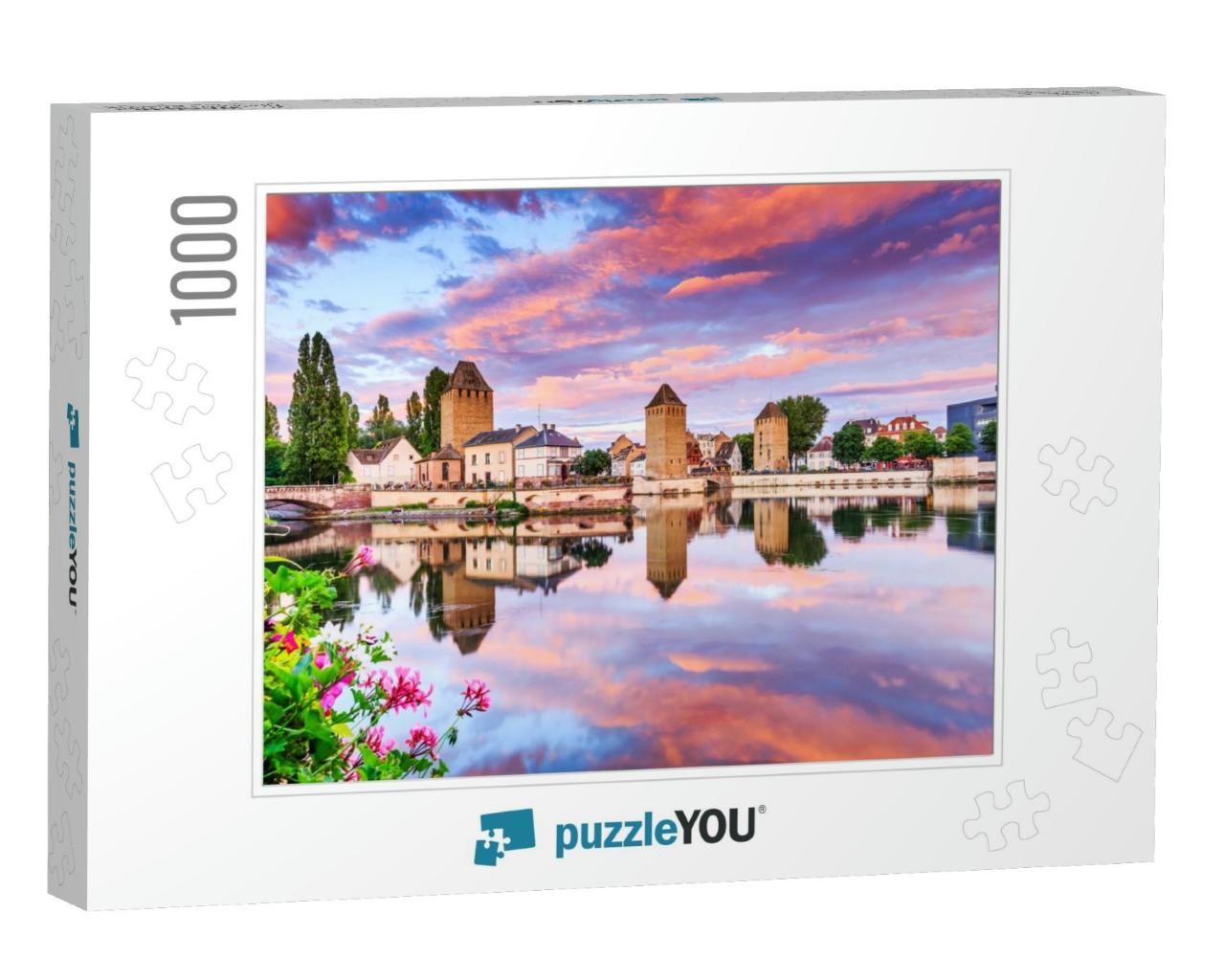 Strasbourg, Alsace, France. Medieval Bridge Ponts Couvert... Jigsaw Puzzle with 1000 pieces