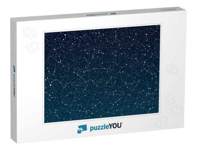 Vector Background. Stars on the Dark Blue Sky. Starry Nig... Jigsaw Puzzle