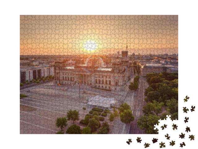 Berlin Sunrise City Skyline At Reichstag, Berlin, Germany... Jigsaw Puzzle with 1000 pieces
