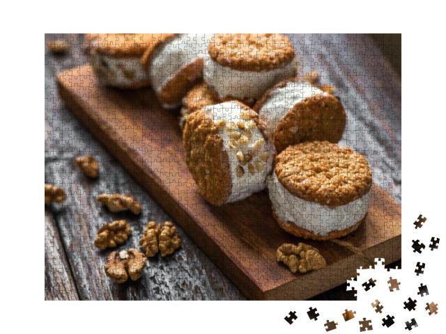 Ice Cream Sandwiches with Nuts & Wholegrain Cookies. Home... Jigsaw Puzzle with 1000 pieces
