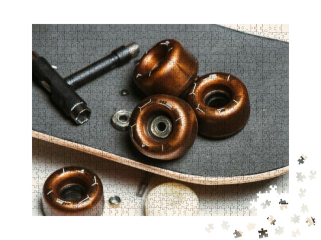 New Brown Skateboard Wheels with a Diameter of 62 Mm. Ska... Jigsaw Puzzle with 1000 pieces