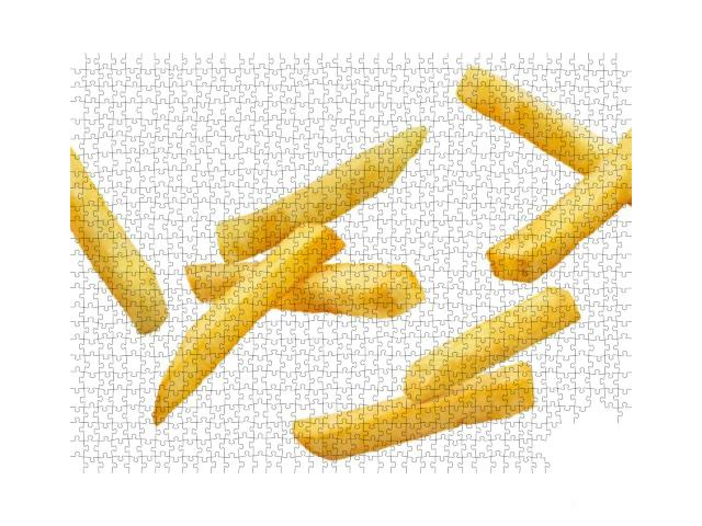 Flying Delicious French Potato Fries, Isolated on White B... Jigsaw Puzzle with 1000 pieces