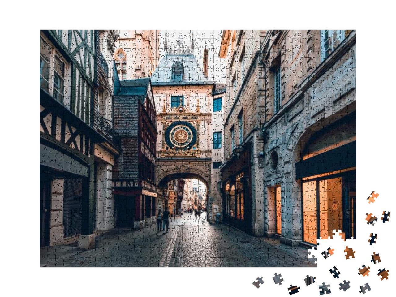 Street with the Gros-Horloge Great-Clock is a Fourteenth-... Jigsaw Puzzle with 1000 pieces