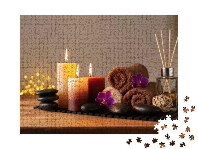 Spa, Beauty Treatment & Wellness Background with Massage... Jigsaw Puzzle with 1000 pieces
