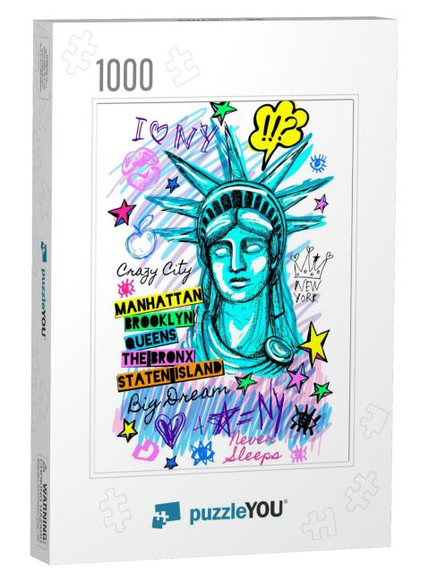 New York City Statue of Liberty, Freedom, Poster, T Shirt... Jigsaw Puzzle with 1000 pieces