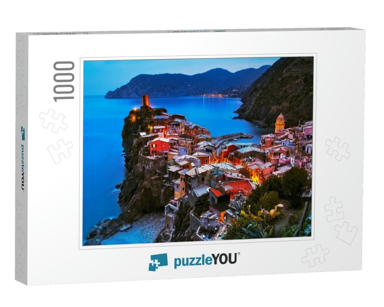 Vernazza Village, Aerial View on Sunset, Seascape in Five... Jigsaw Puzzle with 1000 pieces