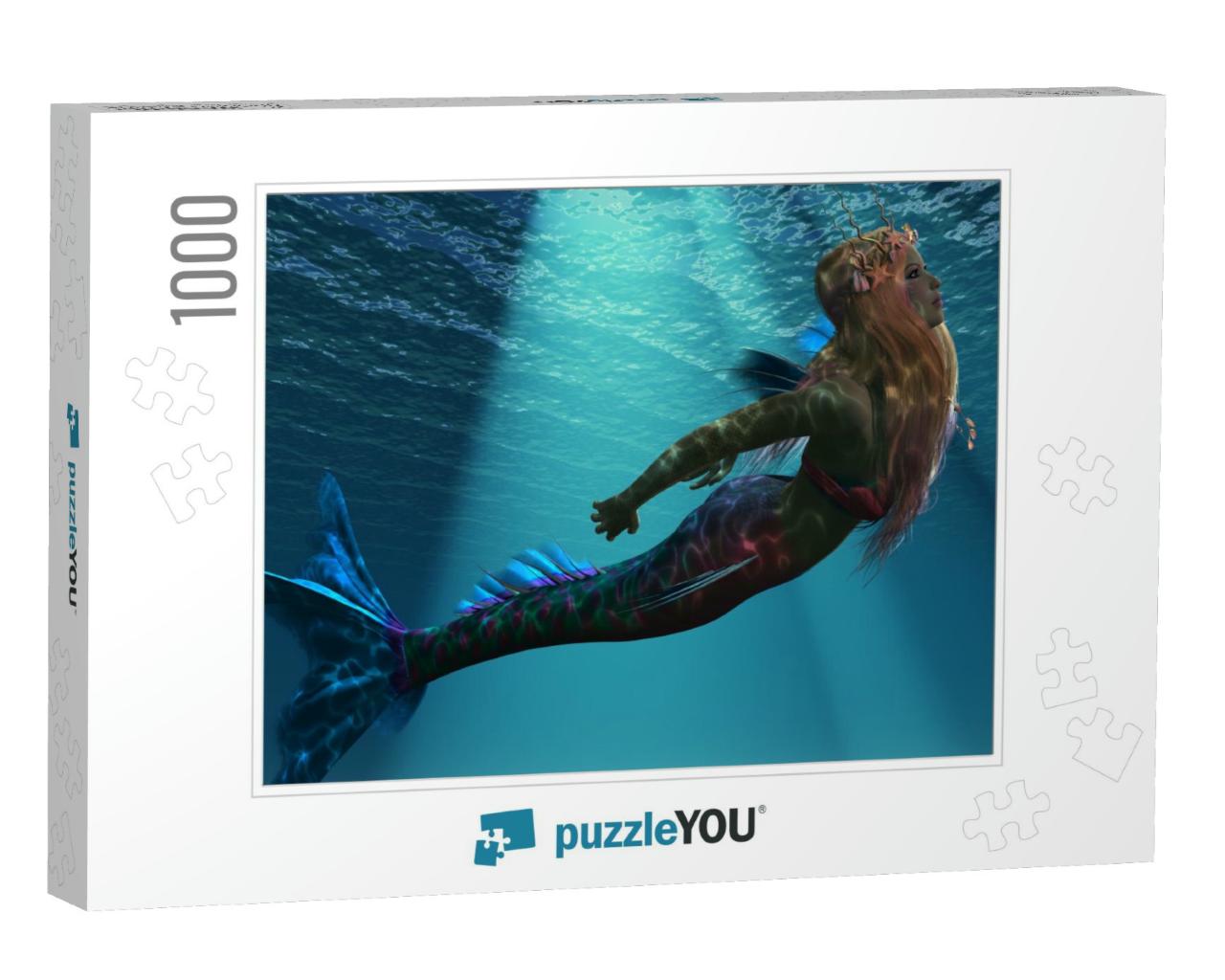 Mermaid of the Sea - Ocean Light Illuminates a Magical Me... Jigsaw Puzzle with 1000 pieces