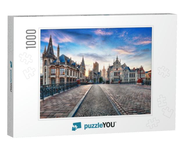 Ghent, Belgium At Day, Gent Old Town... Jigsaw Puzzle with 1000 pieces