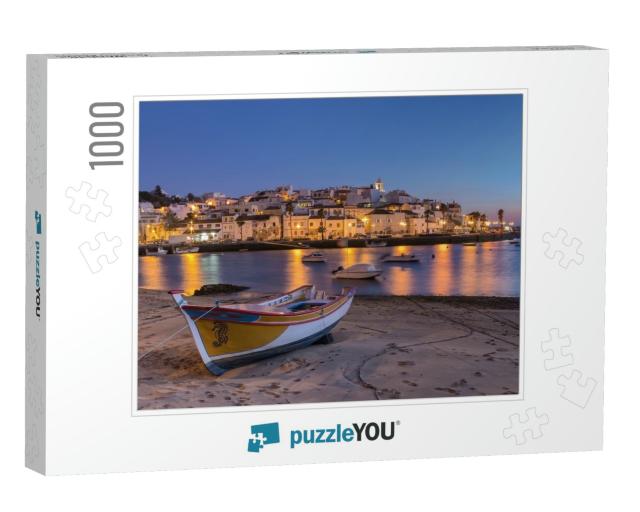 Sunset in the Bay of Ferragudo, Portimao. Fishing Boat on... Jigsaw Puzzle with 1000 pieces