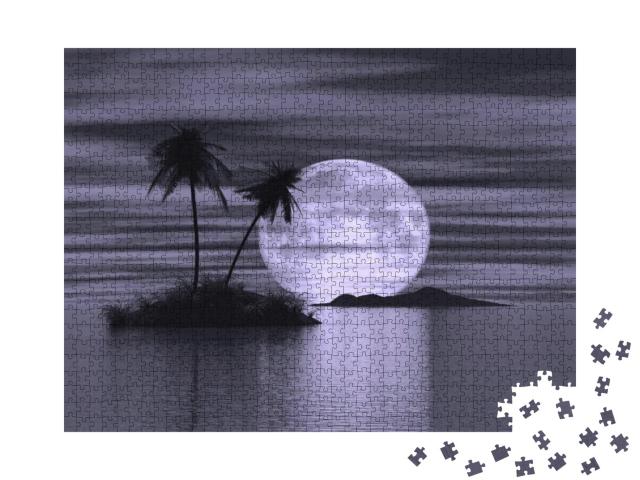 3D Palms Island At Night... Jigsaw Puzzle with 1000 pieces