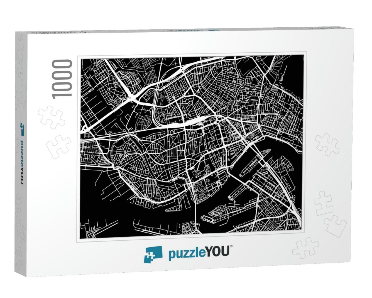 Urban Vector City Map of Rotterdam, the Netherlands... Jigsaw Puzzle with 1000 pieces