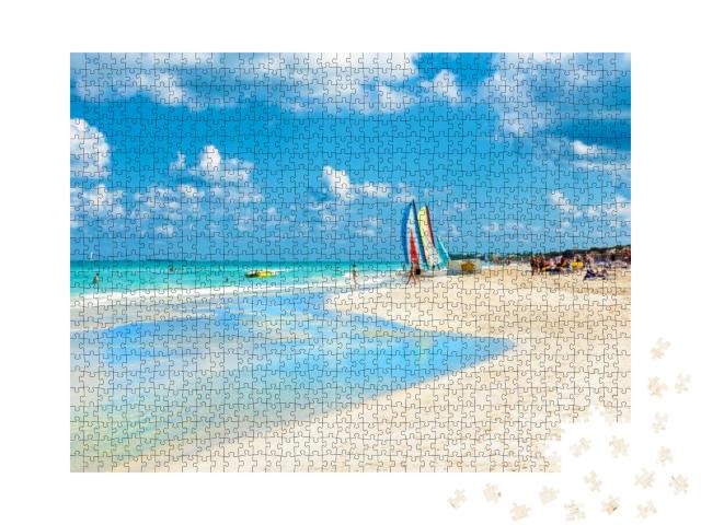The Famous Beach of Varadero in Cuba with a Calm Turquois... Jigsaw Puzzle with 1000 pieces