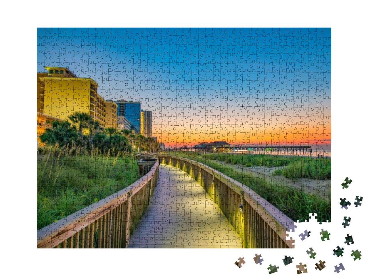 Myrtle Beach South Carolina Sc Boardwalk Sunrise... Jigsaw Puzzle with 1000 pieces