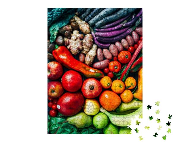 Top View of a Composition of Fruits & Vegetables Typical... Jigsaw Puzzle with 1000 pieces
