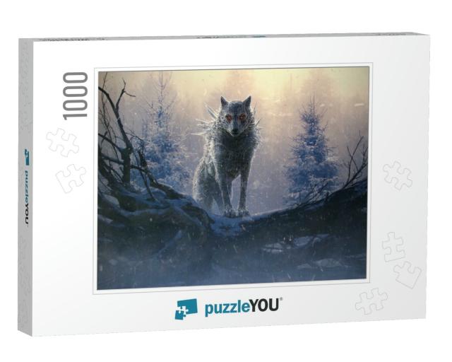 Illustration of Fenrir, the Giant Ice Wolf of the Norse M... Jigsaw Puzzle with 1000 pieces