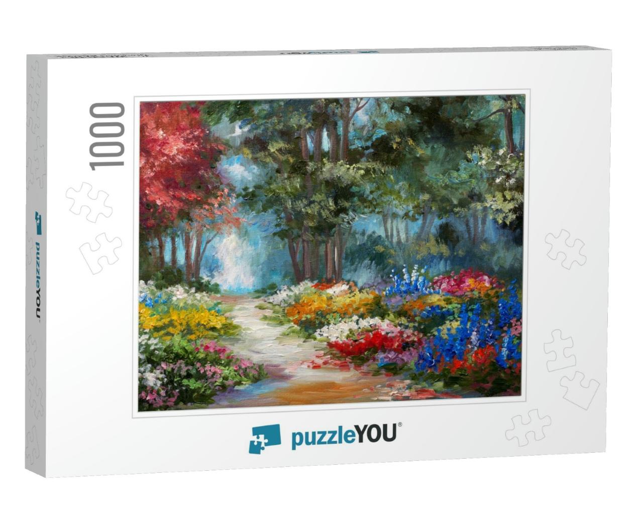 Oil Painting Landscape - Colorful Forest... Jigsaw Puzzle with 1000 pieces