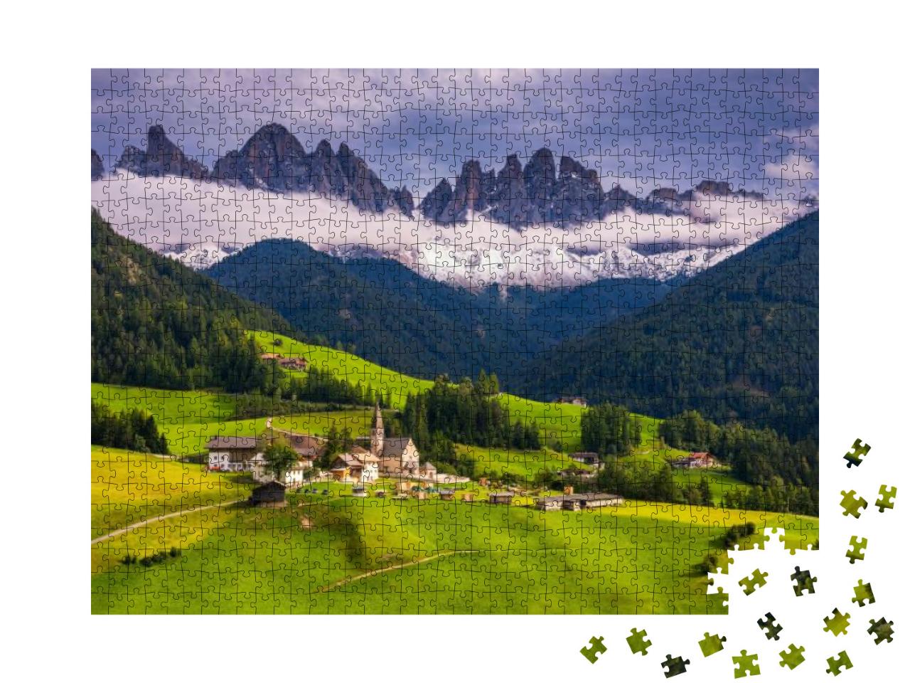 Famous Best Alpine Place of the World, Santa Maddalena St... Jigsaw Puzzle with 1000 pieces