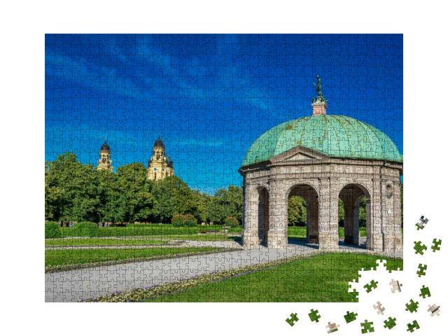 Hofgarten Park with Dianatempel in Munich, Germany... Jigsaw Puzzle with 1000 pieces