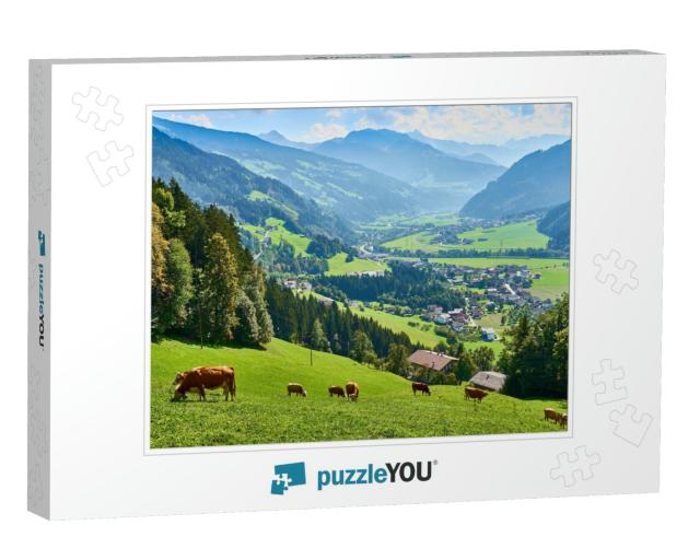 View Over Beautiful Valley Zillertal in Tirol in Austria... Jigsaw Puzzle