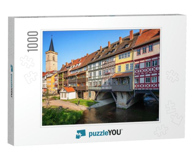 Classic Panoramic View of Ancient City Center of Erfurt w... Jigsaw Puzzle with 1000 pieces