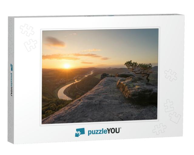 Epic Sunrise from the Mountain Lilienstein in Saxon Switz... Jigsaw Puzzle