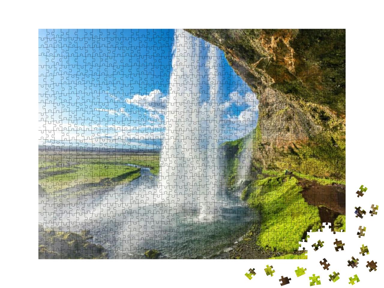 At the Back of Seljalandsfoss in Iceland... Jigsaw Puzzle with 1000 pieces