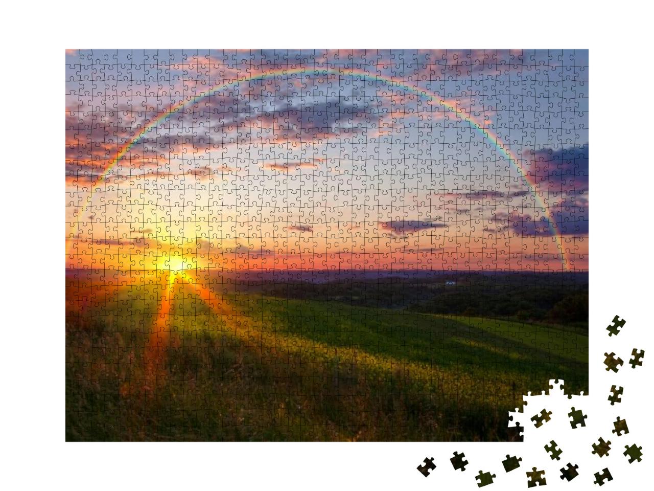 Sunset with Rainbow... Jigsaw Puzzle with 1000 pieces