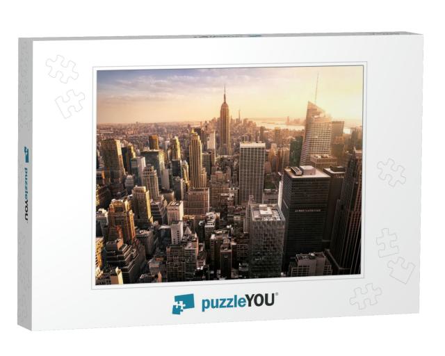 New York City Skyline with Urban Skyscrapers At Sunset, U... Jigsaw Puzzle