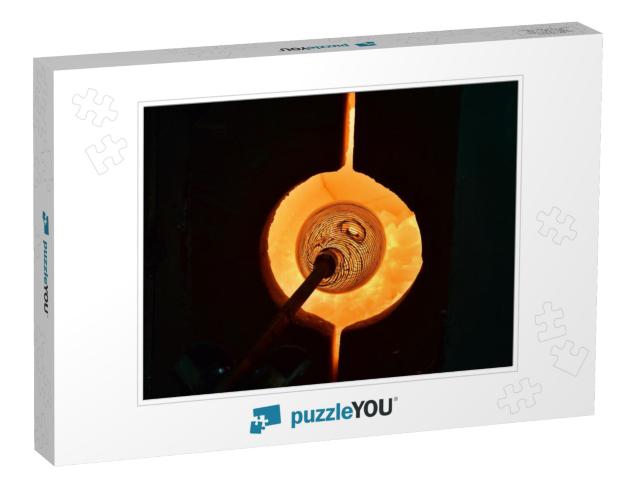 Glass blowing art and flame.Handmade glassware 6 Jigsaw Puzzle