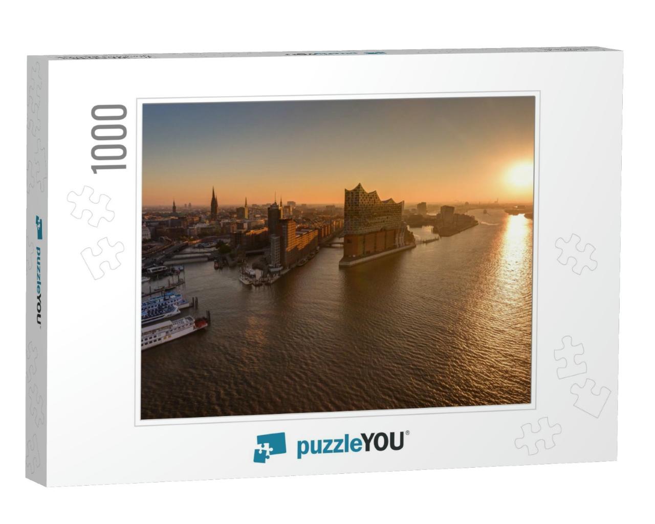 Hamburg Waterfront Panorama with Cityscape in Background... Jigsaw Puzzle with 1000 pieces