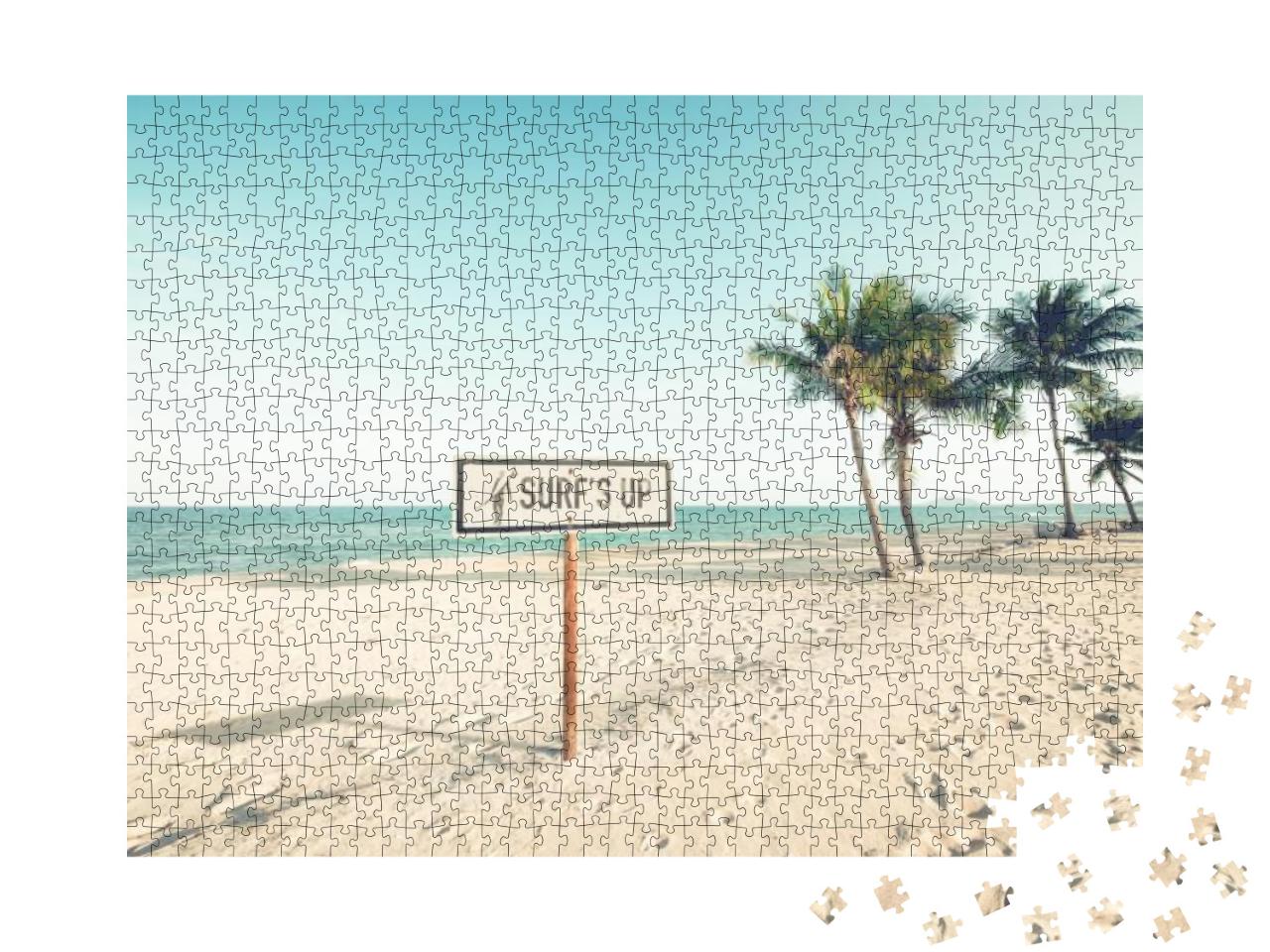 Landscape of Coconut Palm Tree on Tropical Beach in Summe... Jigsaw Puzzle with 1000 pieces