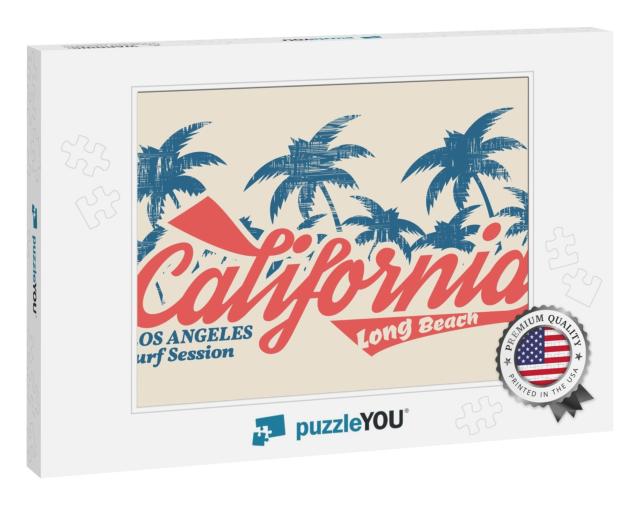 Vector Illustration on the Theme of Surf & Surfing in Cal... Jigsaw Puzzle