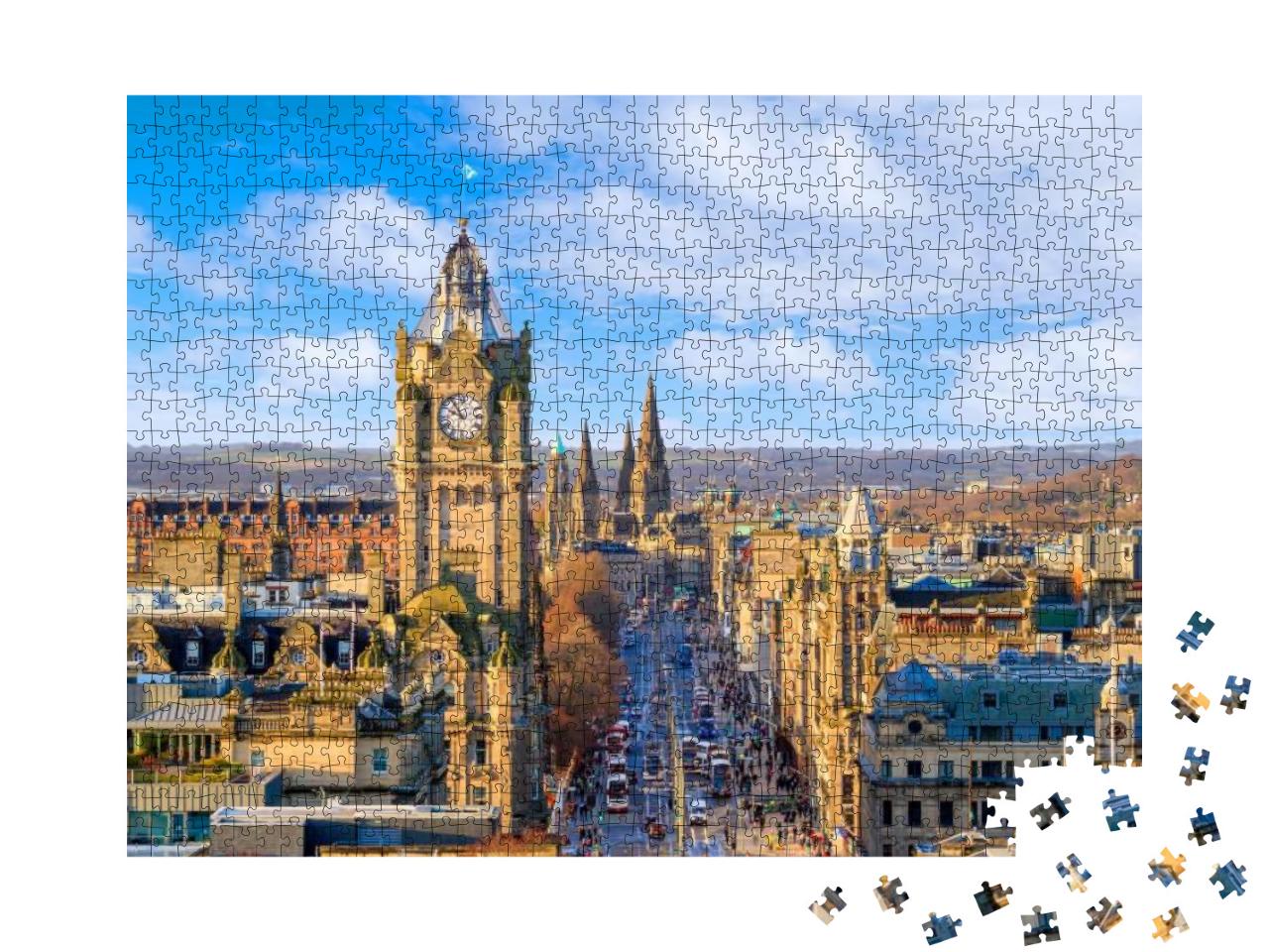 Old Town Edinburgh & Edinburgh Castle in Scotland Uk... Jigsaw Puzzle with 1000 pieces
