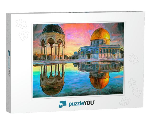 Painting. Jerusalem, Israel Dome of the Rock. the Islamic... Jigsaw Puzzle