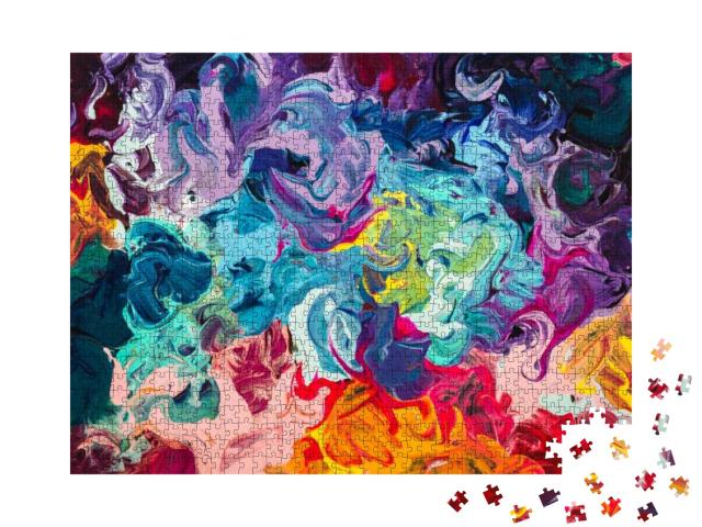 Macro Close Up of Different Color Oil Paint. Colorful Acr... Jigsaw Puzzle with 1000 pieces