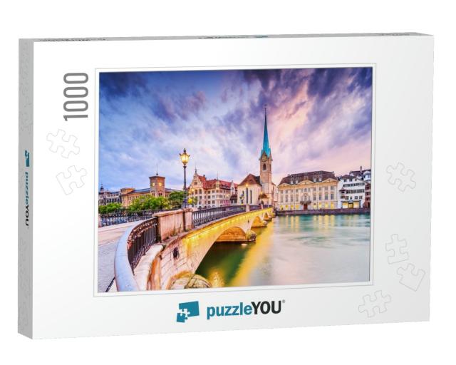 Zurich, Switzerland. View of the Historic City Center wit... Jigsaw Puzzle with 1000 pieces