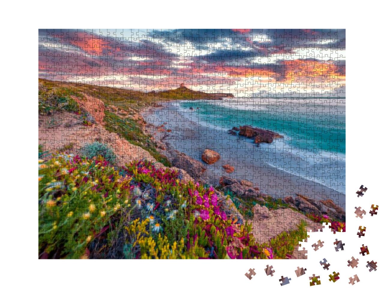 Beautiful Spring Scenery. Colorful Morning Scene of Sardi... Jigsaw Puzzle with 1000 pieces