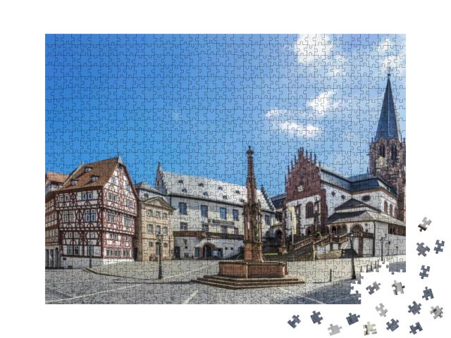 Famous Old Stifts Basilika in Aschaffenburg, Bavaria, Ger... Jigsaw Puzzle with 1000 pieces