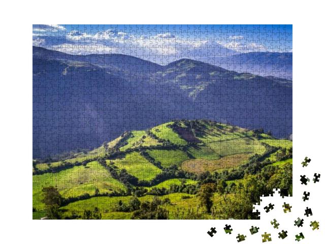 Green Andean Landscape in Afternoon Light Near El Altar V... Jigsaw Puzzle with 1000 pieces