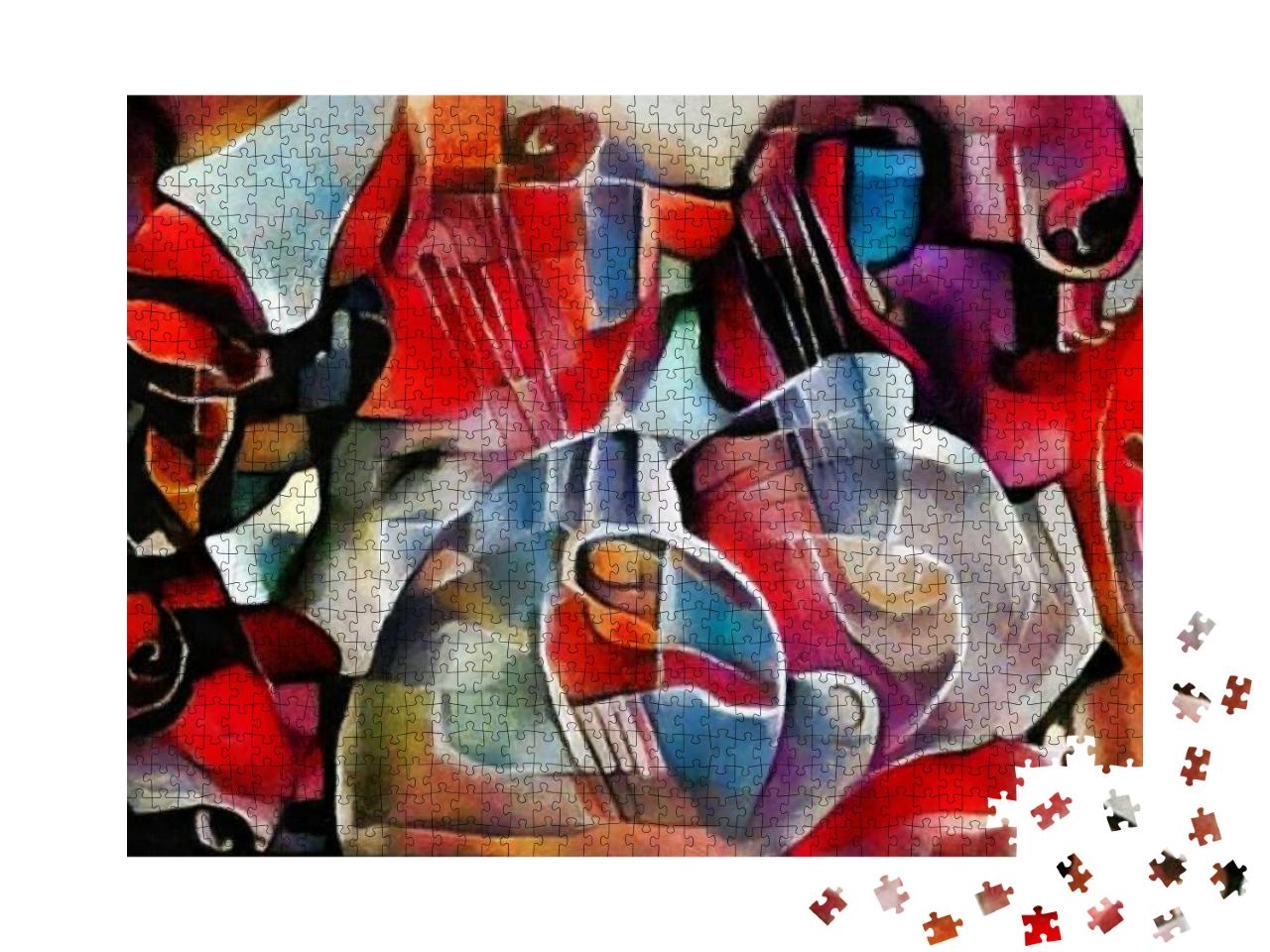 A Bouquet of Beautiful Flowers in a Modern Style & Cubism... Jigsaw Puzzle with 1000 pieces