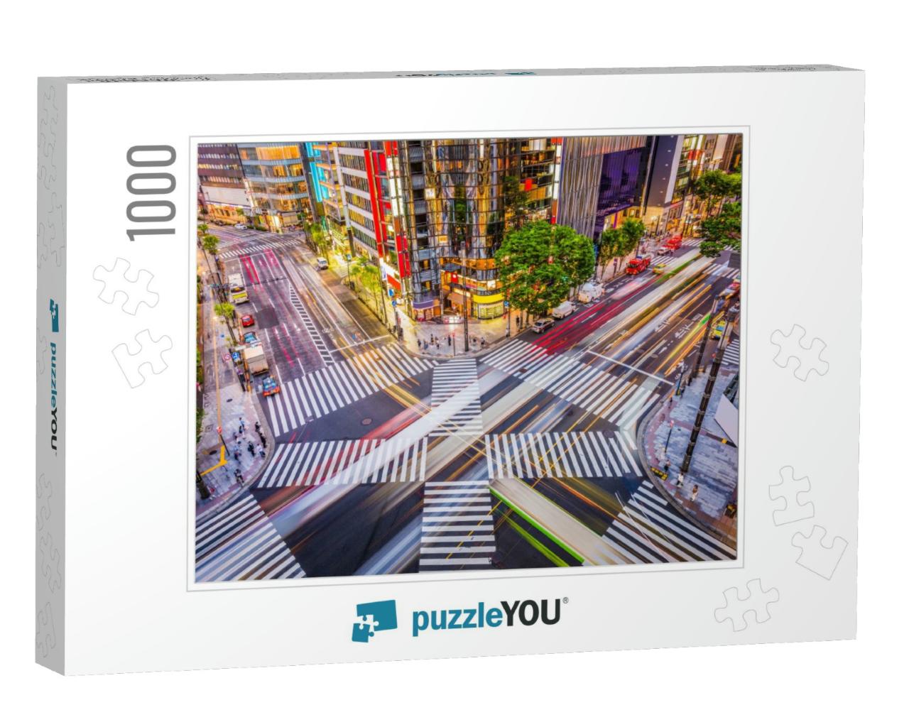 Tokyo, Japan Cityscape & Crosstown Traffic in the Ginza D... Jigsaw Puzzle with 1000 pieces