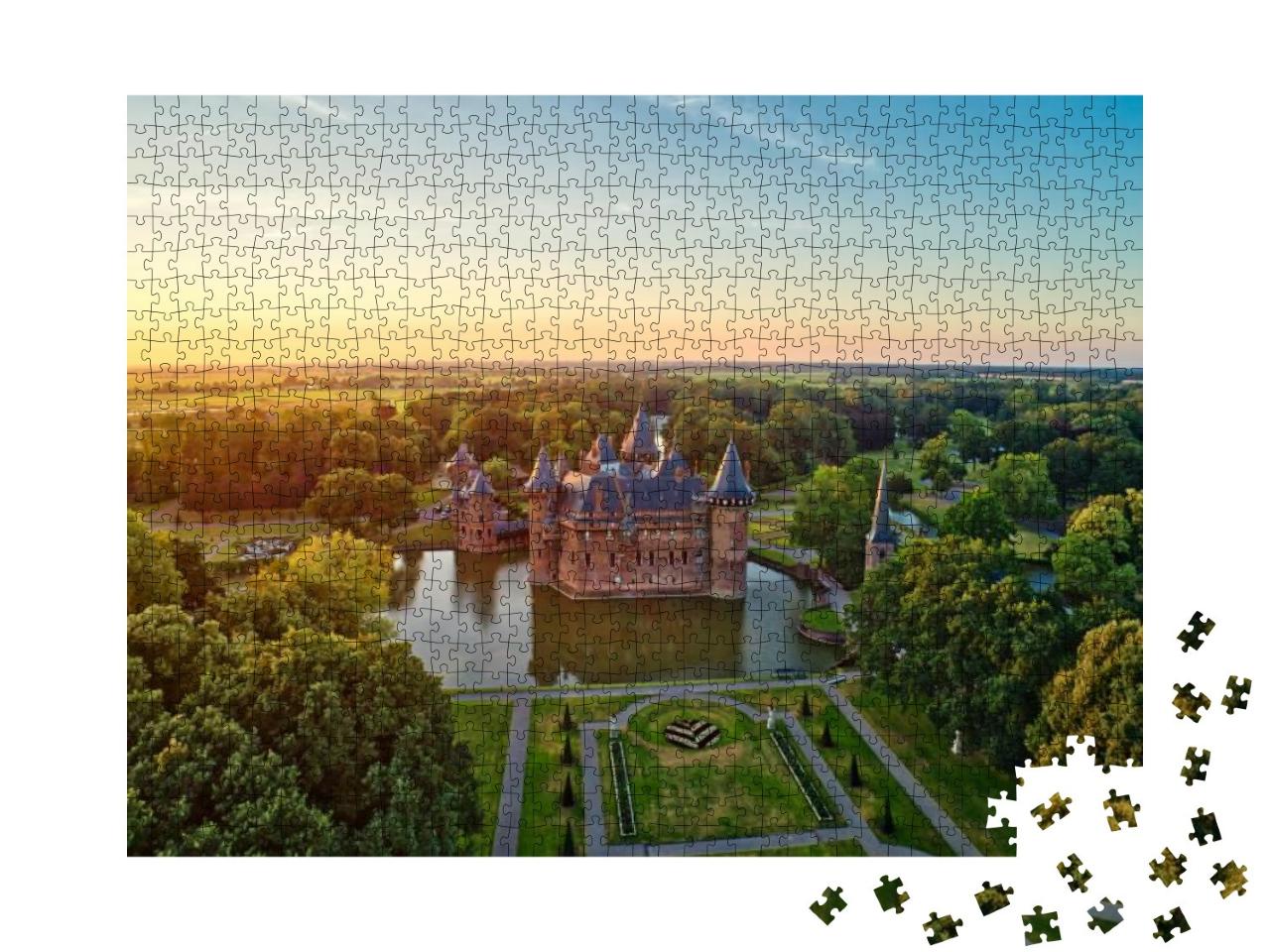 Aerial View of De Haar Castle in Dutch Kasteel De Haar is... Jigsaw Puzzle with 1000 pieces