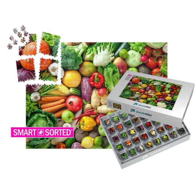 Assortment of Fresh Fruits & Vegetables... | SMART SORTED® | Jigsaw Puzzle with 1000 pieces