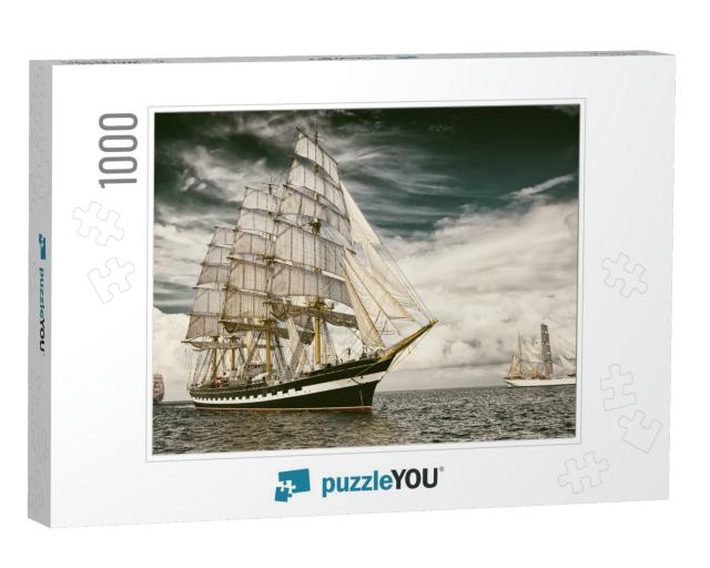 Sailing Ships. Toned Image & Blur. Retro Style Postcard... Jigsaw Puzzle with 1000 pieces