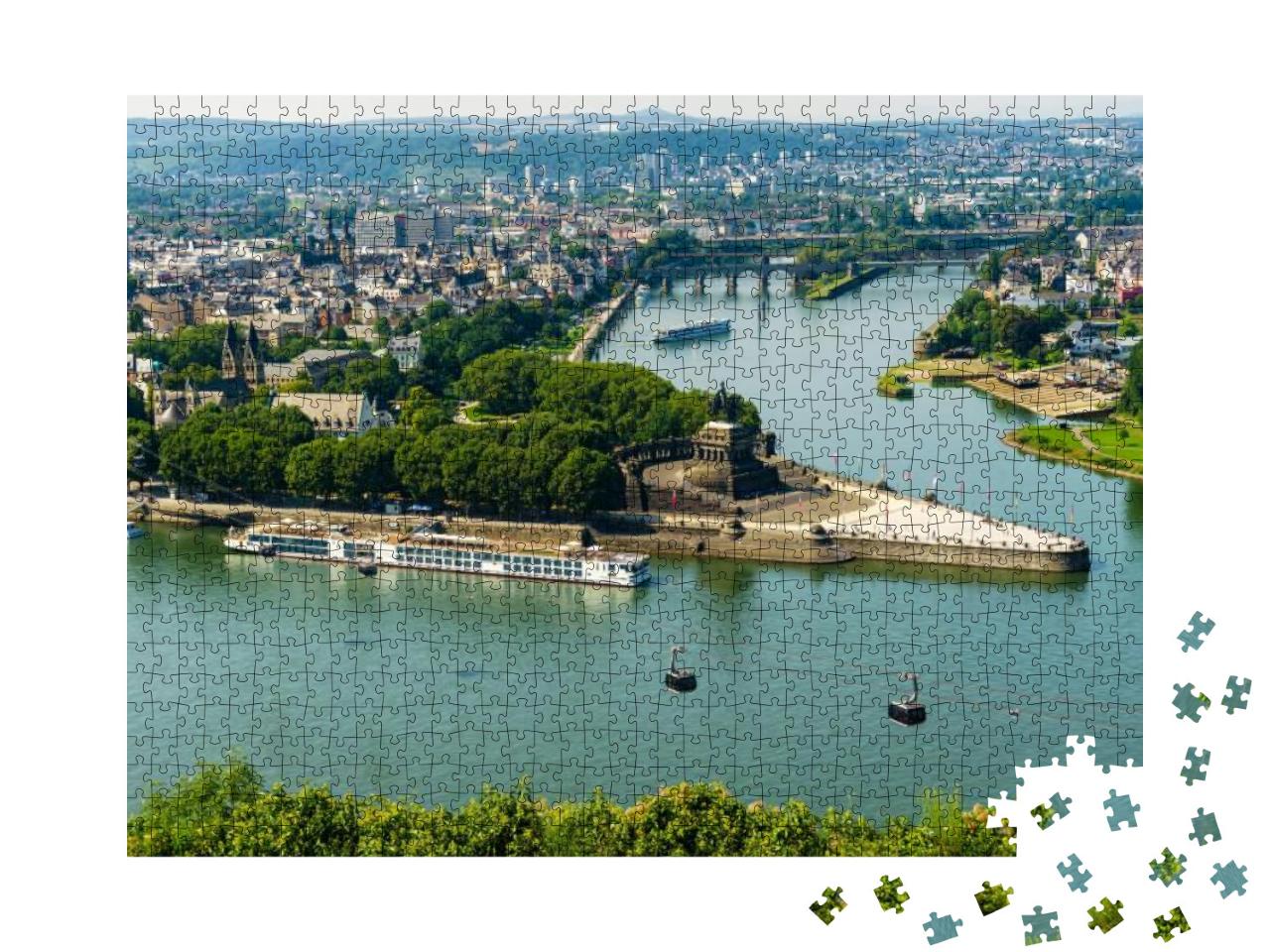 View on Koblenz, the River Mosel & Deutsches Eck. Where t... Jigsaw Puzzle with 1000 pieces