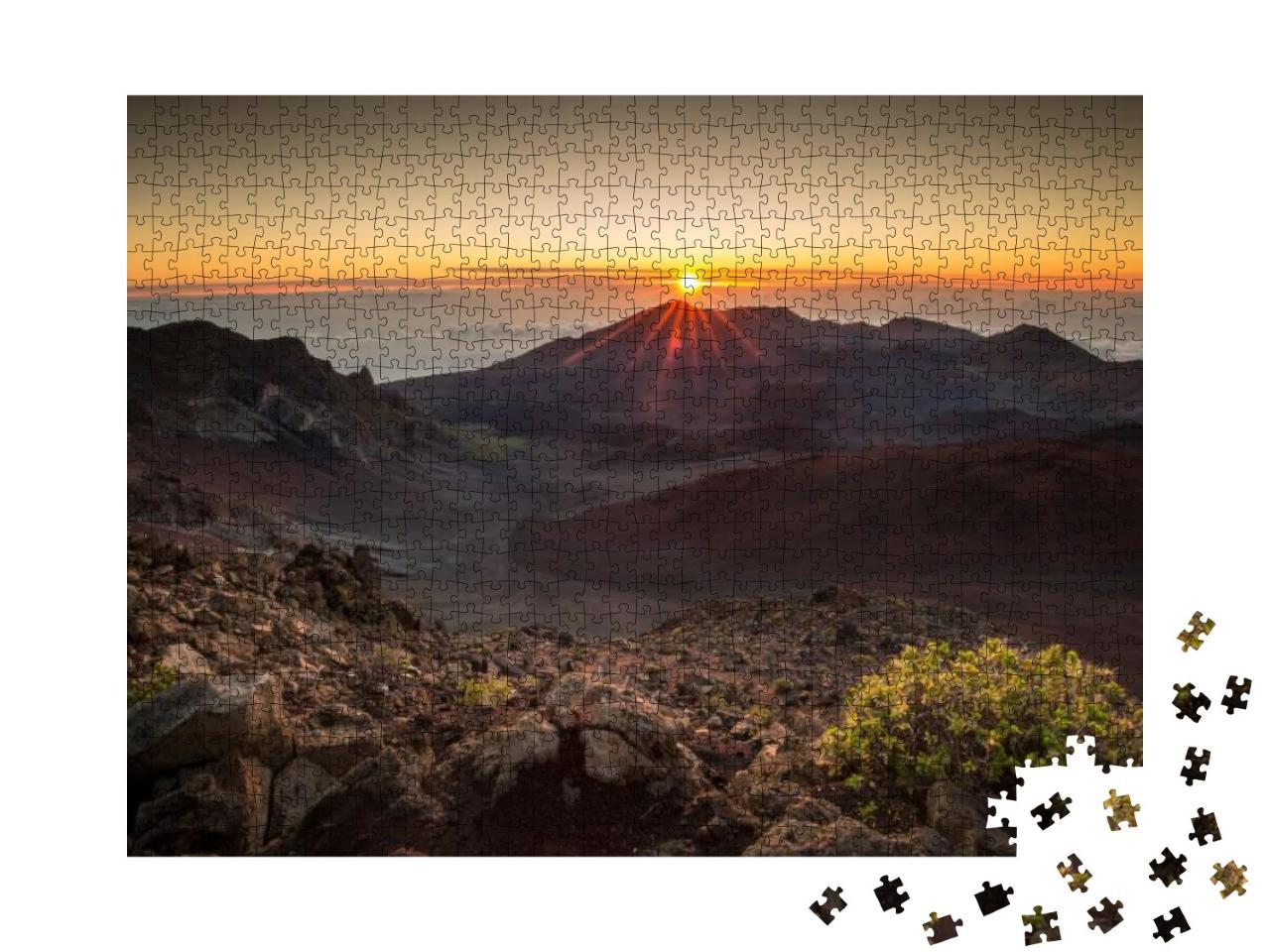 Starburst Sunrise Shot on the Summit of Haleakala Volcano... Jigsaw Puzzle with 1000 pieces