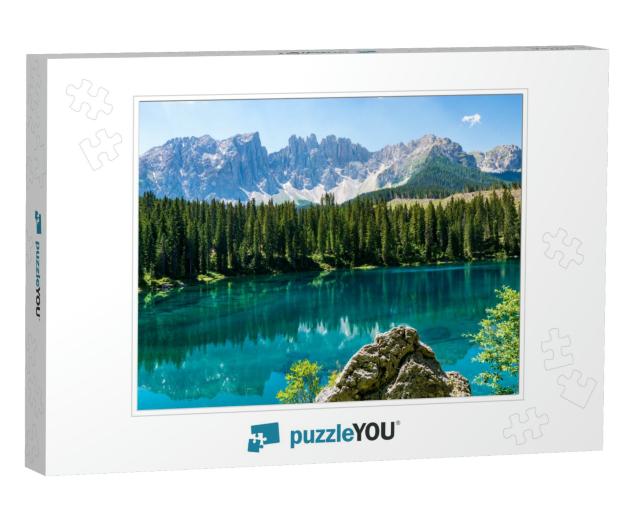 Carezza Lake Lago Di Carezza, Karersee with Mount Latemar... Jigsaw Puzzle