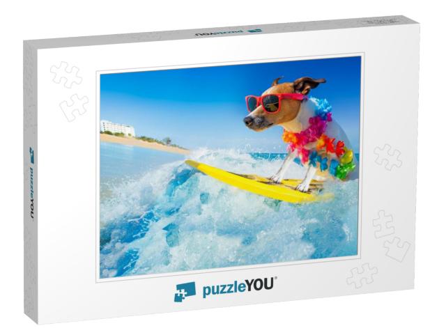 Jack Russell Dog Surfing on a Wave, on Ocean Sea on Summe... Jigsaw Puzzle